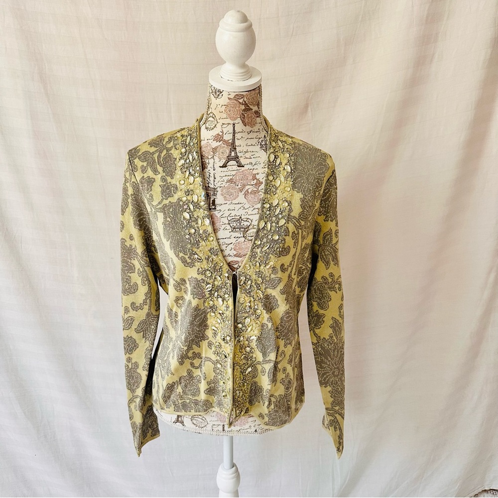 NWT Sigrid Olsen Silk Blended Beaded Orchid Moon Cardigan Size Large